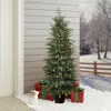 Luxenhome Green Branches Christmas Fir Trees With Potted,5ft