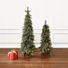 Luxenhome Green Downswept Christmas Tree With Potted,set Of 2 In Green
