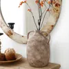 Luxenhome Handcrafted Ceramic Jug Vase, Marble Brown, 8.6" Wide In Brown