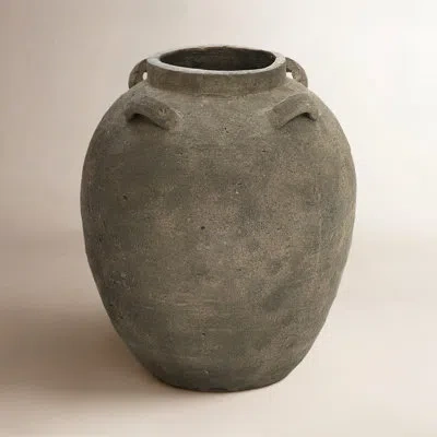Luxenhome Handcrafted Distressed Terracotta 15.4" H Round Vase In Brown