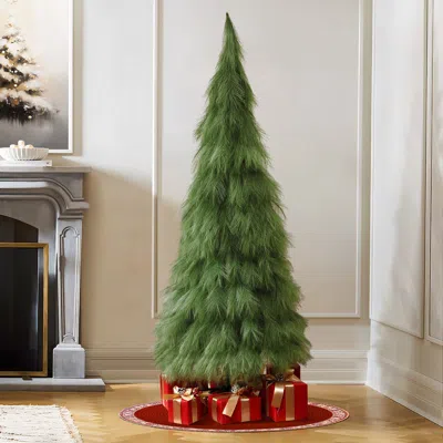Luxenhome Holiday Green Pampas Grass Christmas Tree Tree,6ft