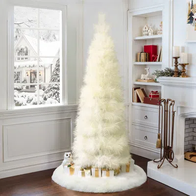 Luxenhome Holiday Natural Ivory Pampas Grass Trees,6ft In White