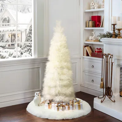 Luxenhome Holiday Natural Ivory Slim Pampas Grass Tree,5ft In White