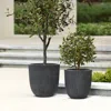Luxenhome Ibiza Black Striped Planter, Set Of 2 In Gray