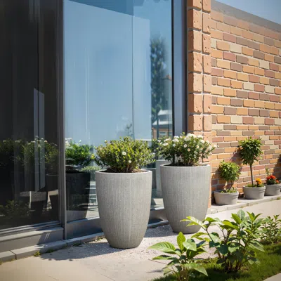 Luxenhome Ibiza Tall Tapered Outdoor Planters Set Of 2 – 19.21"h Stone Grey In Gray