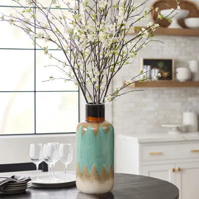 Luxenhome Jasper Stoneware Vase, 12.2" H In Multi