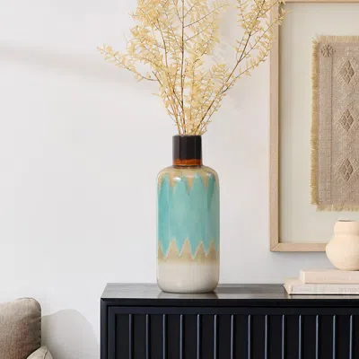 Luxenhome Jasper Stoneware Vase, 15.35" H In Multi