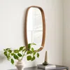 Luxenhome Jean Wood Frame Rounded Rectangle Wall Mirror In Brown
