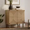 Luxenhome Kaia 2-door Storage Cabinet, Mid-century Modern With Rope Panel Detail In Brown