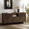 Luxenhome Kairo Basket Weave Design Manufactured Wood Sideboard Cabinet, Oak63" In Brown