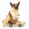 Luxenhome Kitten And Dog With Skateboard Statue