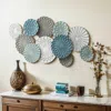 Luxenhome Large Multi-color Metal Wall Art Floral Layered Plates,48'' In Multi