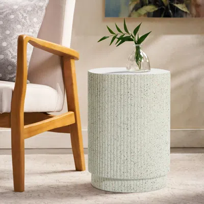 Luxenhome Lea Cement Outdoor Side/end Table In Gray