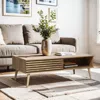 Luxenhome Lesly Mid-century Modern Coffee Table With Storage, Oak In Brown