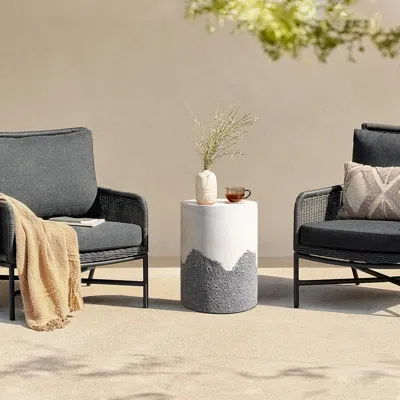 Luxenhome Liam Cement Outdoor Side/end Table In Gray