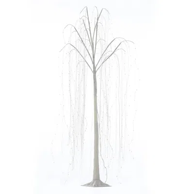 Luxenhome Lighted Led 70.87" H White Artificial Willow Tree Decoration In Gray
