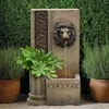 Luxenhome Lion Head Fountain With Lights – 25.8" Sandstone-look Resin In Brown