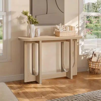 Luxenhome Lorean Natural Finish Contemporary Console Table In Neutral
