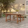 Luxenhome Lucia Solid Wood Extendable Ractangle Outdoor Dining Table, 6-8 Person In Brown