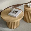 Luxenhome Maddison Fluted Coffee Table, 16.14"h Oak Color In Neutral