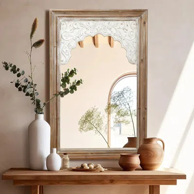 Luxenhome Margaret Wall Mirror, Wood-framed In Brown