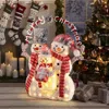 Luxenhome Merry Christmas Snowman Trio With Battery-powered Lights In White