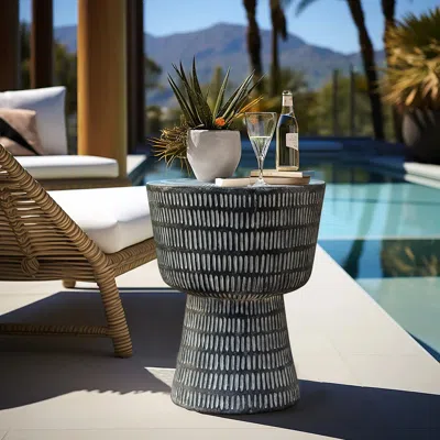 Luxenhome Meru Outdoor End/side Table, Black