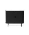 Luxenhome Mid-century Modern 2-door Accent Cabinet With Slatted Sliding Doors, Black In Black