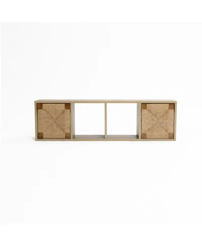 Luxenhome Mid-century Modern Rope 47.2" Floating Wall Mount 2 Door Cabinet In Natural