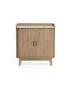 Luxenhome Mid-century Modern Tambour-style 2-door 31.5-inch Wide Cabinet With Tray Top, Oak In Brown
