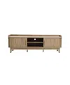 Luxenhome Mid-century Modern Tambour-style 2-door 63-inch Wide Tv Stand With Tray Top, Oak In Brown