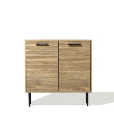 Luxenhome Mid-century Modern Wave 2-door Cabinet With Metal Legs In Natural