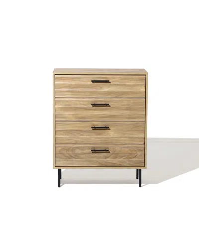 Luxenhome Mid-century Modern Wave 4-drawer 31.5-inch Wide Accent Chest In Natural,black