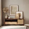 Luxenhome Mid-century Wood Tv Console Tables With Storage,walnut 55'' In Neutral