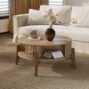 Luxenhome Miko Coffee Table With Solid Wood Legs And Storage In Brown