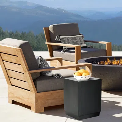 Luxenhome Minimalist Cement Outdoor Side Table In Black