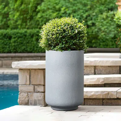 Luxenhome Minimalistic Modern Gray Round Mgo Planter, 19.3'' H