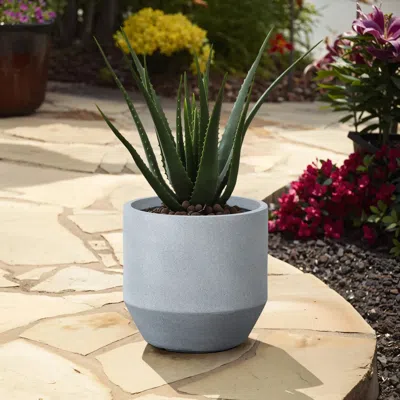 Luxenhome Minimalistic Modern Gray Round Tapered Mgo Planter, 13.8'' H