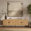 Luxenhome Mira Enclosed Storage Modern Tv Stand With Rounded Edges, 64.5"w In Brown