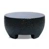 Luxenhome Mod Round Cement Outdoor Coffee Table In Black
