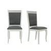 Luxenhome Modern Distressed Off White Rubberwood And Gray Upholstered Dining Chair, Set Of 2 In Gray