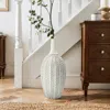 Luxenhome Modern Geometric Pattern Resin Vase Tall Trumpet Vase, 19.5" H In Gray