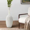 Luxenhome Modern Geometric Pattern Resin Vase Tall Trumpet Vase, 23.5" H In Gray