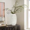 Luxenhome Modern Geometric Pattern Resin Vase Tall Vase, 13.5" H In White