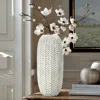 Luxenhome Modern Geometric Pattern Resin Vase Tall Vase, 17" H In White
