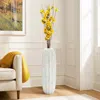 Luxenhome Modern Geometric Pattern Resin Vase Tall Vase, 25" H In White
