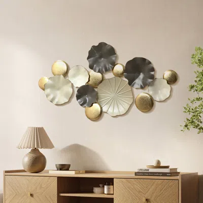 Luxenhome Modern Metal Wall Art Decor In Multi-color, 45.7" Contemporary Accent In Metallic