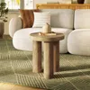 Luxenhome Modern Oak Round End Table With Pillar Legs In Brown