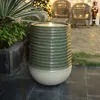 Luxenhome Modern Water Fountain With Lights – 27.56" Resin Fountain In Green