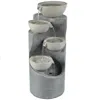 Luxenhome Modern Water Fountain With Lights – Gray Cement Tiered Bowls In Gray
